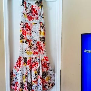 Custom Floral, Rhinestones Evening, Prom, Wedding, Formal Mermaid Style Gown